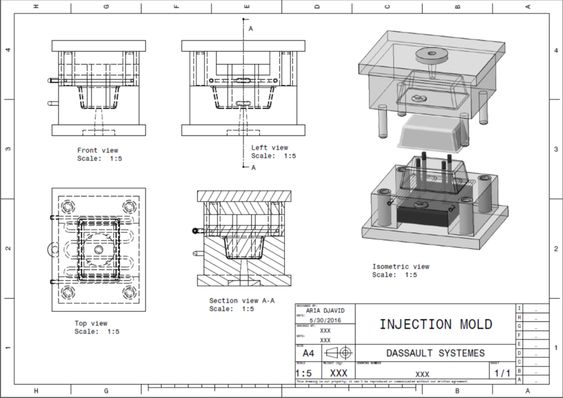 Precision injection molding design drawings